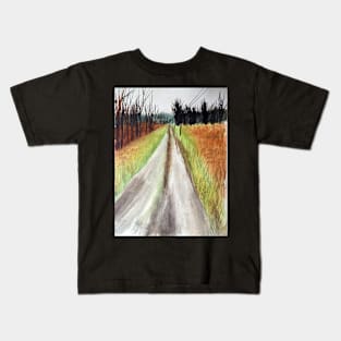 Country Landscape Watercolor Kids T-Shirt